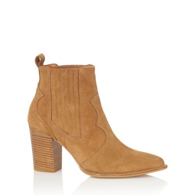 Tan 'Blossom' leather ankle boots